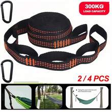 2/4Pcs Hammock Straps Special Reinforced Polyester Straps 5 Ring High Load-Bearing Barbed Black Outdoor Camping Hammock Straps