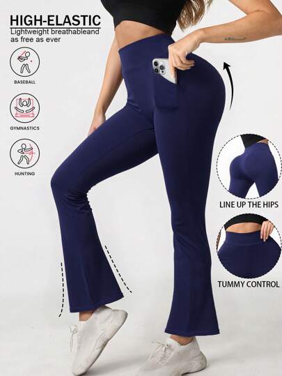Leggings de sport à poche, leggings amples à taille haute pour femmes, leggings de sport surélevant les hanches et les fesses, pantalon de yoga à longueur intégrale avec taille élastique