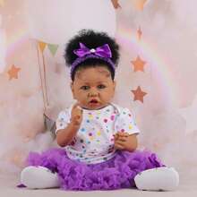 Păpușă renăscută realistă de 22 de inci, păpușă afro-americană din pânză moale, fără gen, 55 cm, jucărie de păpușă artistică realistă pentru nou-născuți, cadou pentru copii de 3+ ani