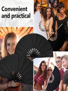 1 PEÇA Leque Manual Dobrável Preto Grande, Leque de Casamento, 33 cm, Estrutura de Plástico ABS Espesso, Leque Manual Dobrável Grande para Mulheres, Leque Dobrável Grande Ventilador Retrô de Náilon, Leque Decorativo de Kung Fu Tai Chi Dança, Adequado para Tai Chi Artes Marciais, Adereços de Dança, Presentes de Feriado de Jogos de Futebol, Presentes de Aniversário, Decorações de Festa, Concertos, Carnavais, Temporada de Formatura