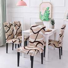 6 Pack Chair Covers For Dining Room,Soft Spandex Removable Washable Anti-Dust Seat Slipcover, Protector For Hotel,Office,Ceremony,Banquet Wedding Party(Beige, Set Of 6) - Khaki - View 5