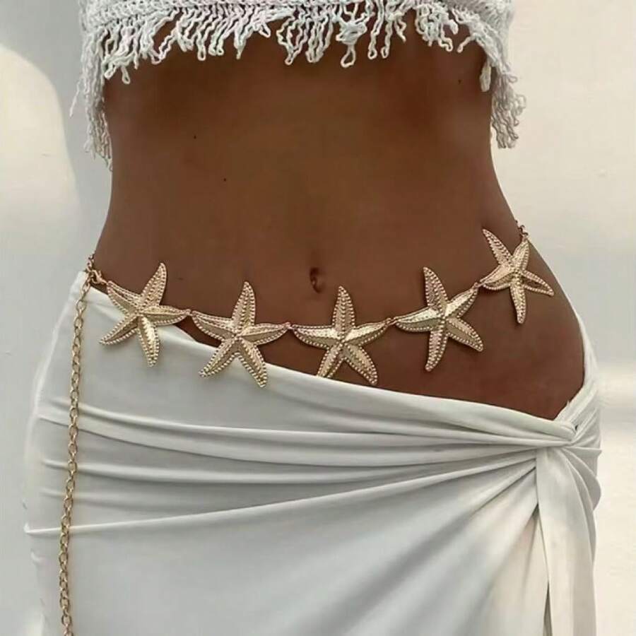 Star Starfish Waist Belly Belt Chain For Women 2025 New Fashion Boho Summer Beach Bikini Body Jewelry New