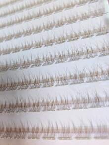 120 Stücke Klebstofffreie mühelose Meerjungfrau Schwanz Wimpern, braun und natürliche Fragment Mega-feine Einzelwimpern, perfekt für natürliches Make-up im Alltag, geeignet für Anfänger