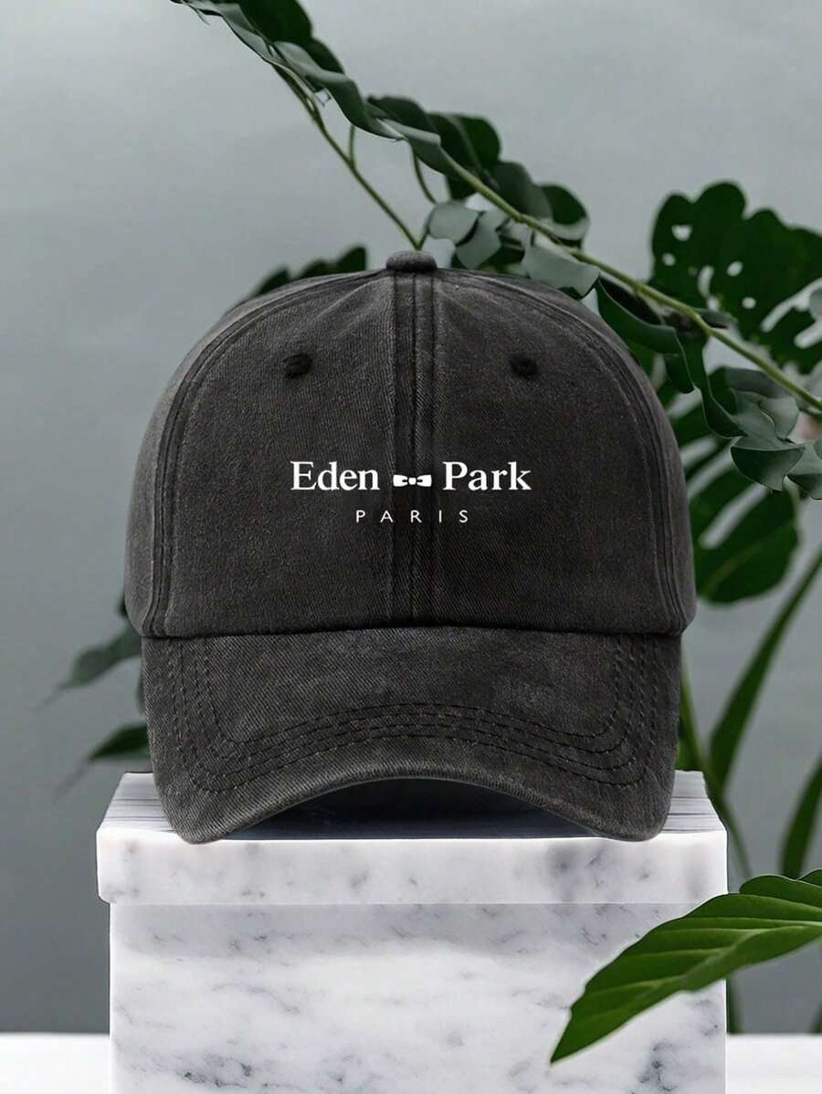 1pc White Bow Floral Print Baseball Cap With "PARK" Logo, Retro Fashion Dad Hat, Sunshade Casual Outdoor Cap, Suitable For Spring, Summer, Autumn Travel, Beach, Halloween, Holiday Gift