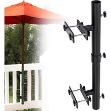 WU-13539 - HeavyDuty Patio Umbrella Holder For Deck Railing Stainless Steel Windproof Outdoor Patio Umbrella Base And Mount Brackets Attachable To Railing Fits ≤1.6'' Pole Sleek Space Saving Black - Black - View 2