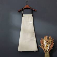 1pc Adjustable Cooking Apron, Unisex Plain Canvas Apron For Kitchen, Chef, Waiter, Barbecue, Hairdresser, Adult Large Pocket Apron, Kitchen Supplies