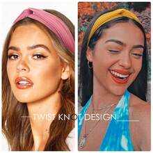 6 件套纯色扭纹头带，弹性发带发饰，适合女士和女孩头巾头带吸汗带秋冬发带，适合度假装女士 - 彩色 - 查看 7