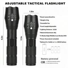 1 件装手电筒，超亮 LED 手电筒可充电可变焦，适用于露营徒步户外防水手持式手电筒 LED 战术可充电手电筒 - 彩色 - 查看 12