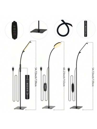 Yogle Circular Vloer Lamp 168 LED Remote Control, In Convertible Lamp/Table Lamp, 360° Adjustable Gooseneck [3 Temperature 10 Brightness Levels] view 2