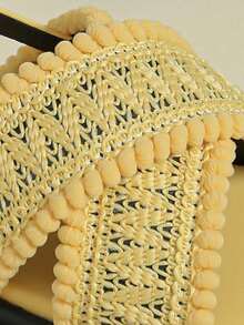 Thick Sole Women's Strap Buckle Sandals, Coffee Brown Retro Vacation Bohemian Open Toe, Comfortable Spring/Autumn/Summer New Wedge Flat Breathable Non-Fatiguing Fashion Outdoor Beach Woven Casual Shoes, 2026 Spring/Autumn Strap Roman Sandals, Plus Size Women Shoes Size 41-43 - Yellow - View 7