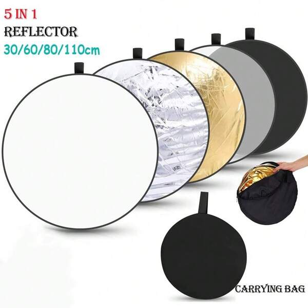 Reflektor 30CM 60CM 80CM 110CM Silber Weiß Gold tragbare zusammenklappbare weiche Licht Rund Fotografie für Studio 2/5 In1 für Sommerurlaub, Reise, Studio und Outdoor Fülllicht, Live-Streaming, Fotografie, Reisen Vlog, Videoaufnahme, Influencer-Inhalt Fotografieausrüstung Fotografie Beleuchtung