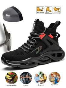 Un par de botas con punta de acero para hombres, anti aplastamiento y anti perforación, para uso diario en el almacén, entrenador de trabajo para hombres, anti deslizante para taller de forja para mujeres, botas para sitio, zapatos de trabajo para exteriores, zapatos de oficina para ir y venir, zapatos deportivos para exteriores, zapatos de senderismo para exploración al aire libre, regalos para familiares y amigos en días festivos