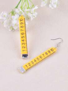 1 Pair Creative Ruler Design Women Dangle Earrings, Party Decoration Jewelry