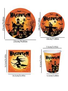 10 قطعة من لوازم حفلة هالوين، أطباق وأكواب ومناديل ورقية، أواني أكل قابلة للتخلص منها ، لديكورات هالوين بقوالب اليقطين البرتقالية والأشباح ، لأعياد الميلاد و حفلات هالوين