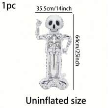 5pcs Halloween Skeleton Balloons, Halloween Inflatable Skeleton Decorations, Foil Balloons Suitable For Halloween And Ghost Parties, Skeleton Foil Balloons, Scary Halloween And Day Of The Dead Decorations Halloween Photo Props, Applicable For Party Decorations, Suitable For Home Halloween Decorations, Horror Theme, Playful Design, Atmosphere Arrangement, Holiday Decorations, Horror Scene Arrangement Home Decor Fall Decor Room Decor