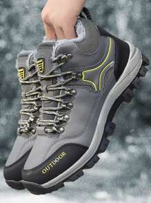 2025 Novos Tênis Casuais de Cano Alto para Inverno, Tênis Pai Forrados Termicamente e Quentes, Tênis de Corrida Leves para Uso Externo, Botas de Caminhada Confortáveis e Versáteis com Cadarço, Sapatos de Trekking Impermeáveis, Tênis Atléticos Respiráveis de Sola Grossa Super Leves para Homens