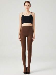 1 Pair Women 120D Sexy Black Tights, Sheer Stockings,Brown Fashionable And Simple Pantyhose Leggings