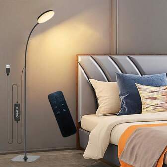 Yogle Rund golvlampa 168 LED-golvlampa med fjärrkontroll, 2-i-1 konvertibel golvlampa/bordslampa, 360° justerbar svanhalslampa, [3 färgtemperaturer och 10 ljusstyrkenivåer]