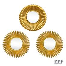 3pcs Plastic Vintage Gold Wall Mirrors, Home Decor With Hanging Hooks, Also Available Vintage Sunflower Pattern Decorations, Suitable For Living Room, Bedroom, Dining Room, Back To School Room Decor And Study Supplies - Multicolor - View 21