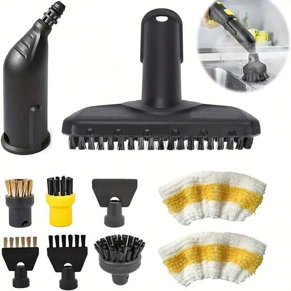 Kit de acessórios para limpador a vapor Karcher SC1, SC2, SC3, SC4, SC5, 10 peças - Inclui bico, escovas e pano - Versátil para rejunte de azulejos, azulejos e pisos duros