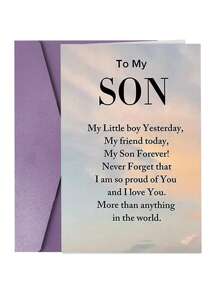 1PC Heartfelt Son's Birthday Card, 4.92 Inches X 6.93 Inches, A Sentimental Mother's Love Message, A Paper Card With An Envelope, A Birthday Wish For Any Son
