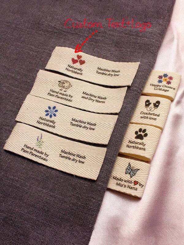 20 x 70 mm, 50 peças de fita de sarja, etiquetas planas ou dobradas, etiquetas para itens de malha, personalizadas, etiquetas feitas à mão, acessórios de costura, multifuncionais