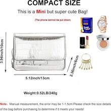 Small Crossbody Purse Bag Women,Cute Metallic-Embossed Handbag With Chain Strap - Silver - View 4
