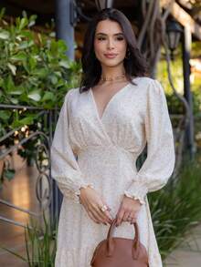 All-Over Floral Print Formal And Evening Wedding - Putih Gading - View 1
