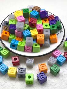 10 件亚克力多巴胺分子形状圆形方形小花四叶草珠 DIY 手机饰品，珠宝制作配件