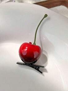 4个可爱逼真红色樱桃发夹，Y2K风格新奇发饰，情人节礼物，发夹，爪夹，扁平爪夹，发卡，发夹，发卡，发爪，头部饰品，发卡 - 彩色 - 查看 2