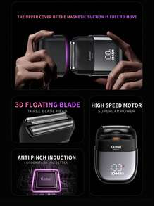 Kemei KM-T82 男士迷你电动剃须刀，便携设计，IPX7 防水，全新液晶显示屏往复式电动剃须刀，专业电动剃须刀，便携式电动剃须刀，男士旅行剃须刀，干湿两用电动剃须刀，男士剃须刀礼品