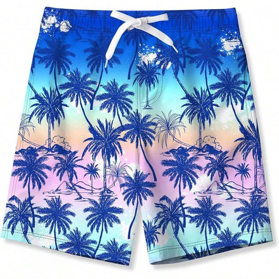 Kids Boys Swim Trunks Mesh Lining Water Resistant Beach Shorts 5-14 Years - Style 46 - View 1
