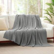 Large 50 X 70% Cotton Muslin 6-Layer Breathable Lightweight Throw Blanket Bed And Couch, Soft Quilt Bedspread, All-Season Gauze Blanket Adults, Lavender - 06 - 灰色 - 查看 5