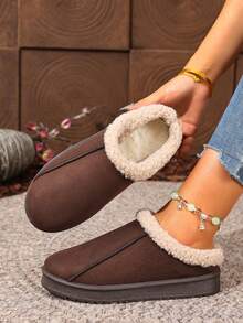 2025年新款冬季雪地靴，保暖室内拖鞋，厚实防滑仿毛内衬靴子，适合女士