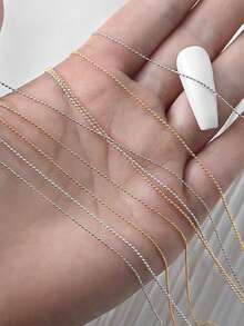 100M 日式美甲链，纯铜电镀双色 0.8Mm 超细珠链，DIY 美甲装饰配件，持久防褪色链，手工美甲用品指甲饰指甲宝石 - 彩色 - 查看 6