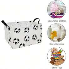 Cesta de lavandería con patrón de fútbol rectangular/Cesta de lavandería plegable, para organizar y almacenar/Cesta de almacenamiento/Caja de juguetes Oficina Dormitorio/Caja de juguetes Perchero Cesta, Cesta de lavandería - Multicolor - Ver 2