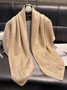 1pc Women Simple Geometric Print Shiny Scarf, Elegant Shawl/Hijab/Head Wrap For All Season Sun Protection