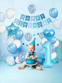 25 Stücke Kinder Metallische Zahlen, Stern, Herz-förmige Folienballons Set, Kleinkind Geburtstags Party Deko Girlande