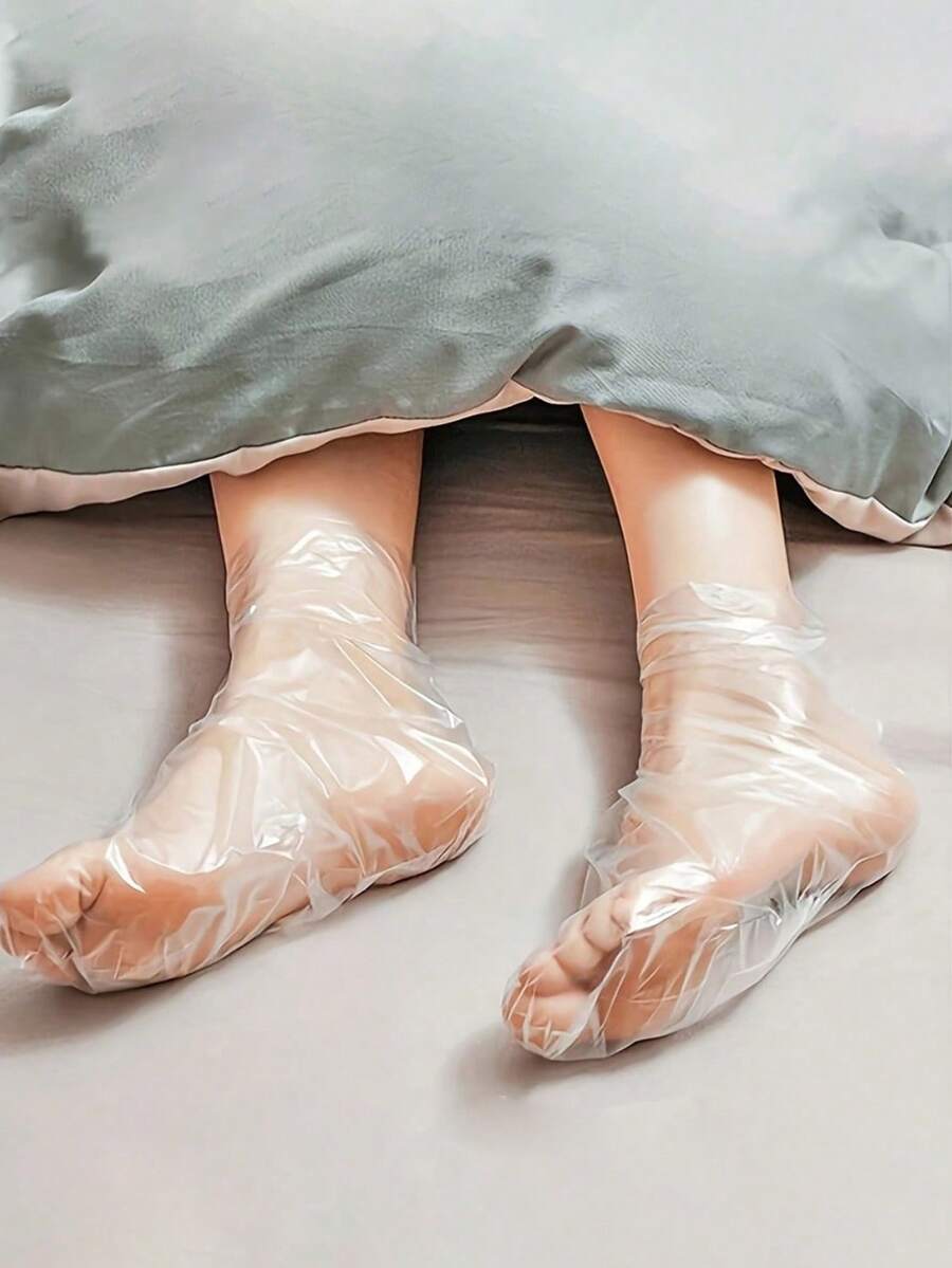 Disposable Transparent Foot Covers, High-Quality Foot Care Products, Disposable Clear Plastic Foot & Hand Covers - Unscented PE Moisturizing Socks For Pedicure, Manicure, Detox SPA, Infection Prevention & Hydration Care, Pedicure Accessories, Semitransparent Design, Durable Construction