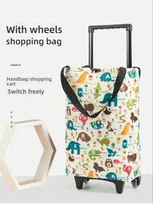 Large Capacity Waterproof Folding Shopping Trolley Bag, Durable Oxford Fabric, Portable Grocery Cart With 88.18LB Load Capacity, Leak-Proof Square Shape With Wrist Strap For Graduation Season, Supermarket, Shopping Cart, Drag Wheel