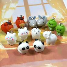 6/12pcs Resin Cute Rhinoceros, Polar Bear, Horse Animal Pendant DIY Cartoon Earrings, Necklace, Keychain, Decor