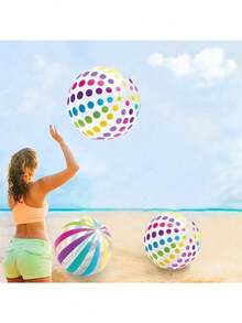 1 /3 Beach Ball, Large Colorful Inflatable Pool Water Toy, Party Decoration, Pool Ball, Summer Lawn, Beach Water Sports Team Inflatable Game, Party Gift, Transparent Inflatable And Easy To Carry, Can Be Blown Up And Deflated - Multicolor - View 7