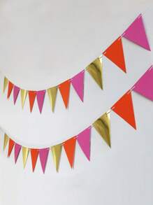 3m/9,84ft Décorations de fête rose vif orange et or, fête rose et orange pour fanion, bannière de triangle en papier, guirlande de drapelets, serpentins pour mariage, anniversaire, fête de mariage, douche de bébé, décoration de la maison, extérieur et jardin