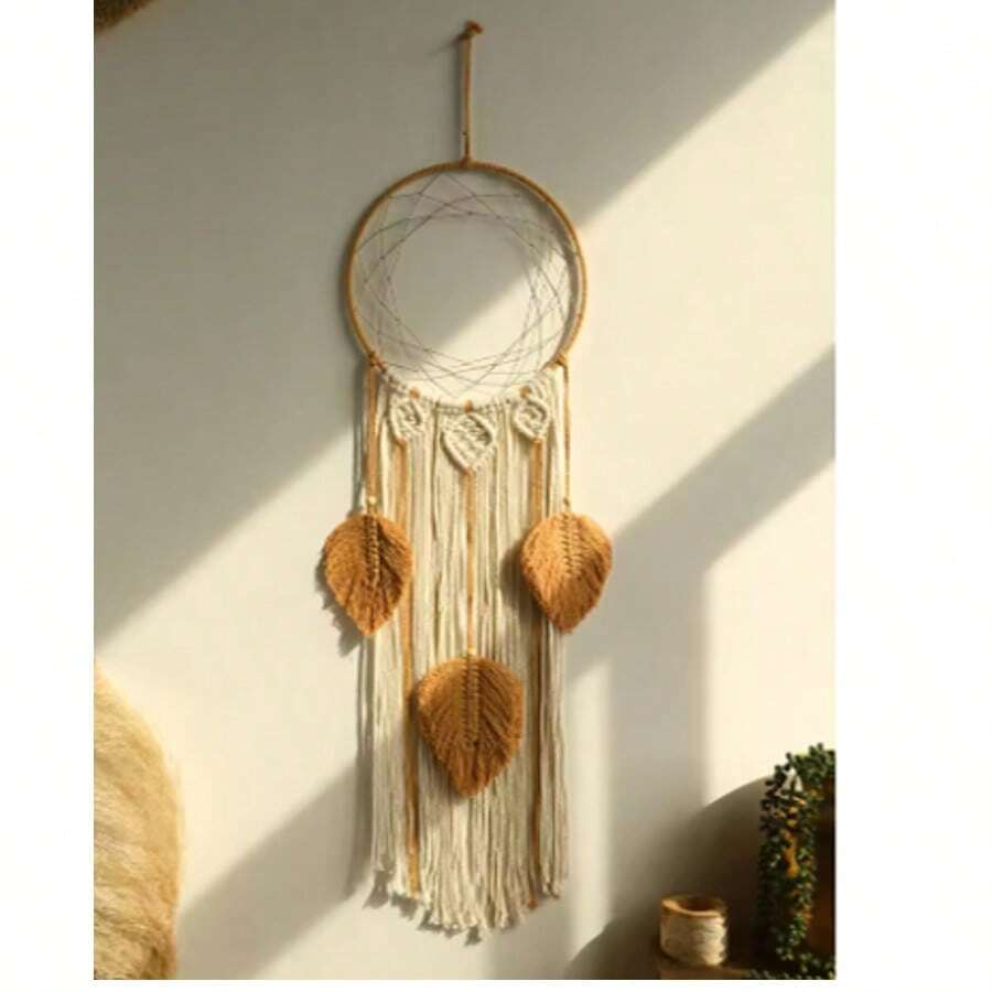 Macrame Dream Catcher Bohemian Leaf Wall Hanging Nordic Decor Boho Handmade Tapestry Ornaments For Home Living Room Decoration