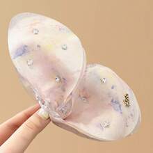 1pc Glamorous Butterfly Clip With Sparkling Rhinestones, Sheer Mesh Decor, High-End Elegant Hair Accessory For Casual, Party, Work, Vacation, Suitable For Various Outfits Summer, Claw Clip Fall Winter Hair Clip Hair Accessories For Women Bows