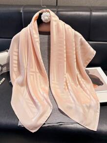 1 pieza Bufanda de mujer minimalista con estampado geométrico brillante, chal suave elegante, hijab, chal, pañuelo de cabeza perfecto para todas las estaciones, protección UV ligera