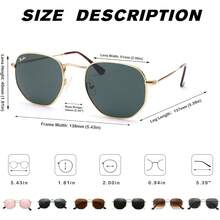 Gafas Cuadradas Pequeñas de Mujer y Hombre con Lente de Vidrio Real y Montura Hexagonal - C1 | Oro | Gris - Ver 8