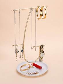 1pc Creative T-Shaped Necklace Display Stand, Earring & Bracelet Organizer, Bedroom Bathroom Office Desk Jewelry Holder, Christmas Gift