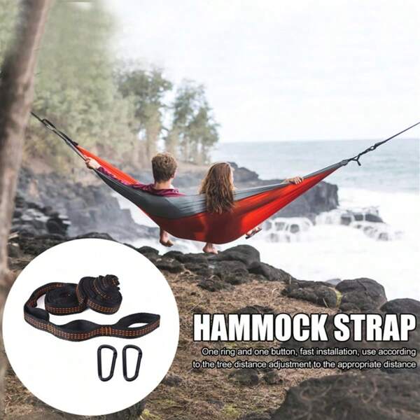 2/4Pcs Hammock Straps Special Reinforced Polyester Straps 5 Ring High Load-Bearing Barbed Black Outdoor Camping Hammock Straps