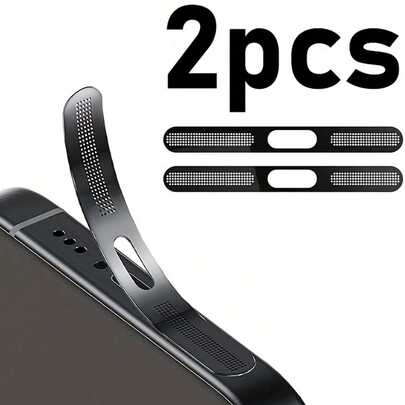 2pcs Ultra-Thin Self-Adhesive Metal Dust-Proof Speaker Mesh Protector Film Compatible With IPhone 17/17 Air/17 Pro/17 Pro Max/16/16 Pro/16 Pro Max/15/14/13, Protect Earpiece And Charging Port, Ensure Sound Quality, Easy Installation, Prevent Dust Entry